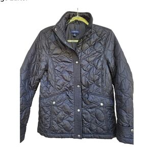 Ladies Lands' End Black Quilted Coat Size XS EUC